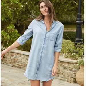 Frank & Eileen Mary Classic Famous Denim Shirtdress Blue Tattered Wash